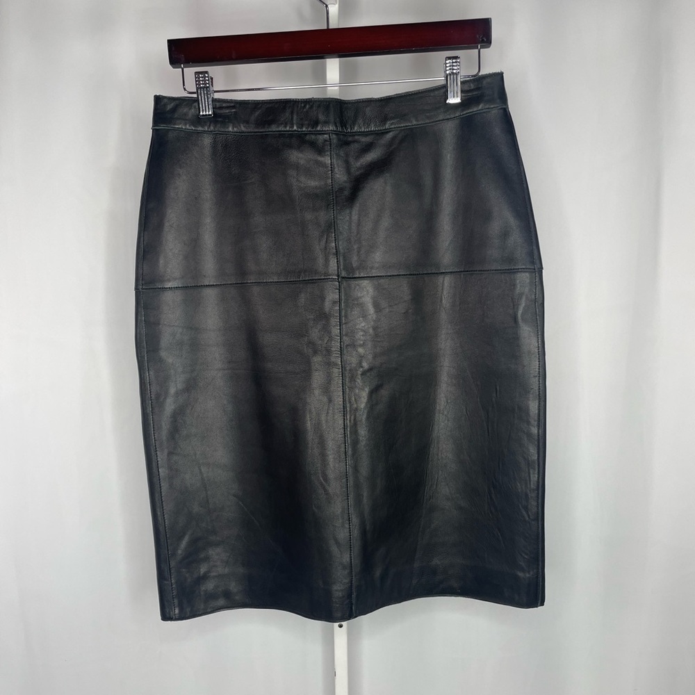 Isaac Mizrahi Black Leather Pencil Skirt